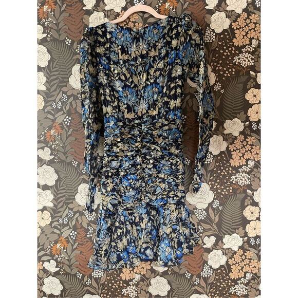 ML Monique Lhuillier Women's Ruched Floral Metallic Mini Sheath Dress Size 2 - Picture 5 of 10